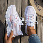 Flyknit Mesh Shoes Women's Breathable Lace-up Sneakers Walking Running Casual Shoes