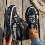 Flyknit Mesh Shoes Women's Breathable Lace-up Sneakers Walking Running Casual Shoes